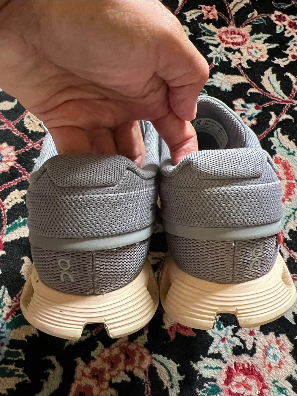 On Running Women’s Athletic Shoes in Light Gray with Tan Sole